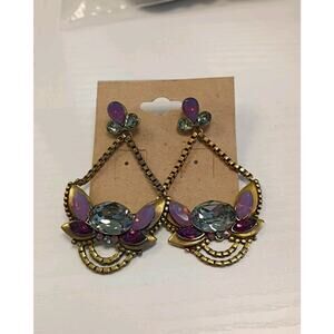 Silpada KR Orchid Ambience Earrings w/ Purple Swarovski Crystals Chandelier NWOT